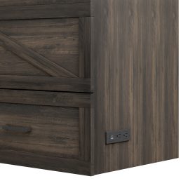 Full Size Farmhouse Murphy Cabinet Bed with Charging Station