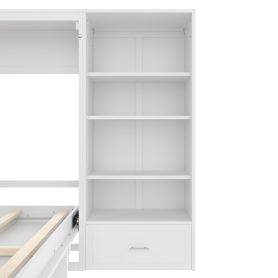 Queen Murphy Bed with Height Adjustable Storage Compartments and Shelf