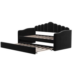 Twin Size Upholstered Daybed With Trundle , USB Charging Ports