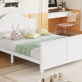 Wood Full Size Platform Bed with Headboard and Footboard