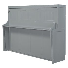 Full Size Wall Bed with Hydraulic Lift & Desk Design