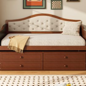 Twin Daybed With Trundle and 2 Storage Drawers