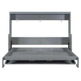 Queen Size Wall Bed with Hydraulic Lift & Desk Design