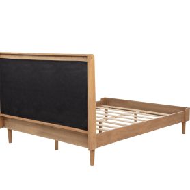 Queen Size Wood Bed with Piano Key Style Upholstered Headboard 39 Queen Size Wood Bed with Piano Key Style Upholstered Headboard