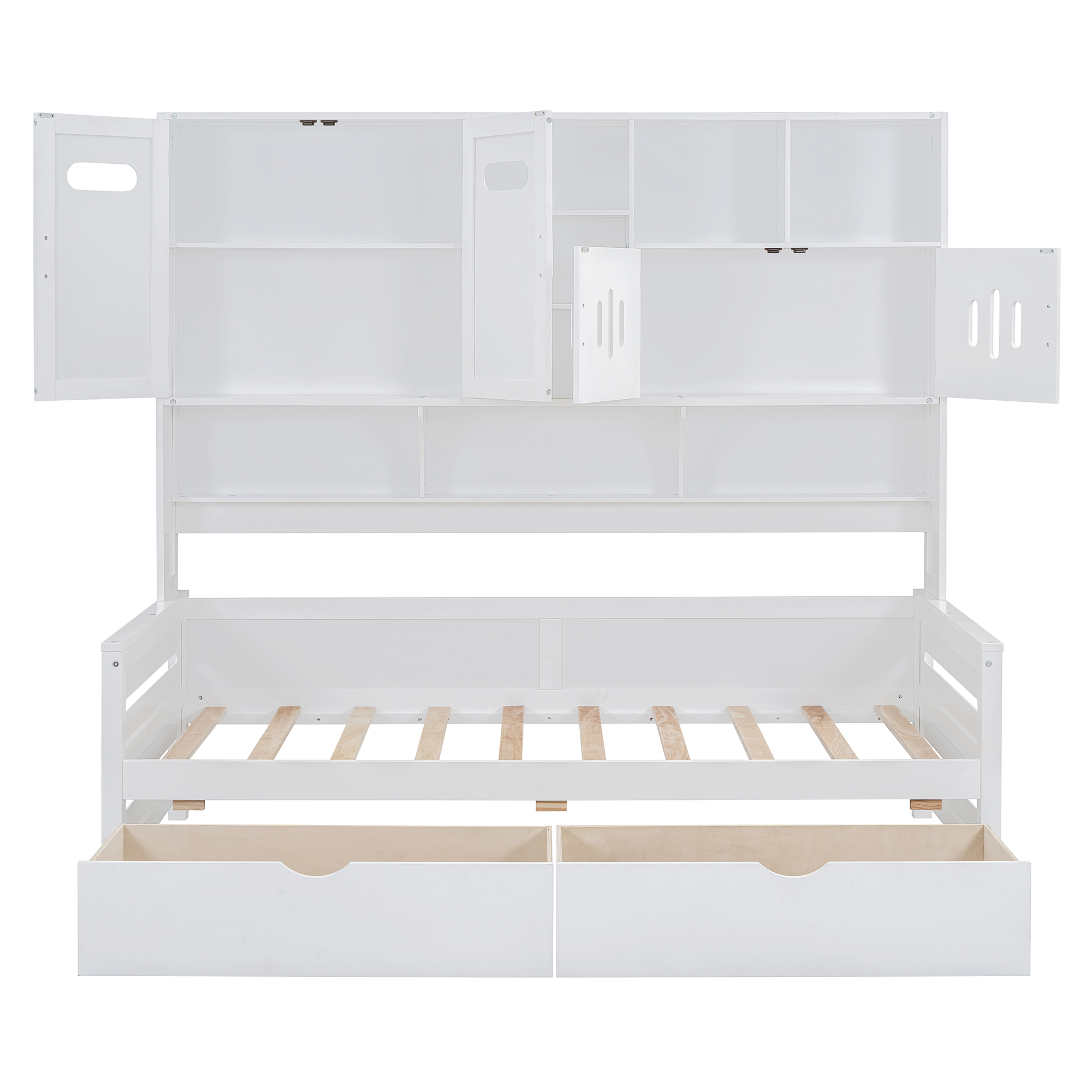 Twin Size Wooden Daybed With 2 Drawers, and All-in-One Cabinet and Shelf 11 Twin Size Wooden Daybed With 2 Drawers, and All-in-One Cabinet and Shelf