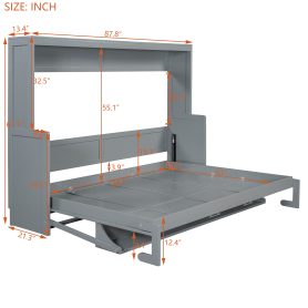 Queen Size Murphy Bed with Hydraulic Lift & Desk Design