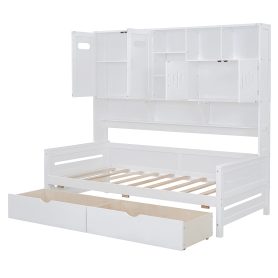 Twin Size Wooden Daybed With 2 Drawers, and All-in-One Cabinet and Shelf 37 Twin Size Wooden Daybed With 2 Drawers, and All-in-One Cabinet and Shelf