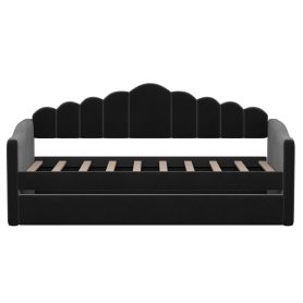 Twin Size Upholstered Daybed With Trundle , USB Charging Ports