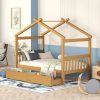 Twin Size Wooden House Bed with Drawers