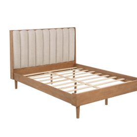 Queen Size Wood Bed with Piano Key Style Upholstered Headboard 32 Queen Size Wood Bed with Piano Key Style Upholstered Headboard