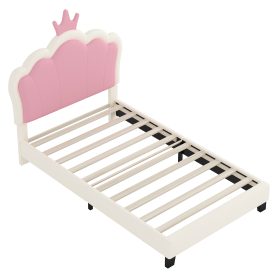 Twin Size Upholstered Princess Bed With Crown Headboard 17 Twin Size Upholstered Princess Bed With Crown Headboard