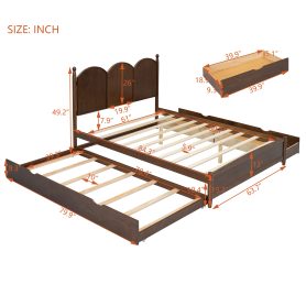 Queen Size Platform Bed With with 2 Big Drawers, Twin XL Size Trundle