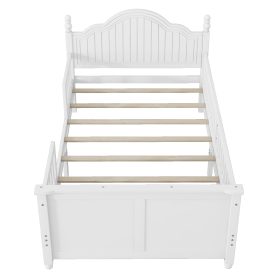 Wood Twin Platform Bed with Headboard and Footboard