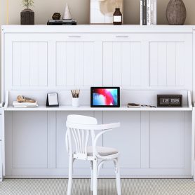 Full Size Murphy Bed with Hydraulic Lift & Desk Design