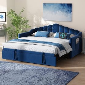 Upholstered Twin Size Daybed with Pop Up Trundle