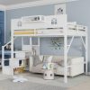 Metal Queen Loft Bed With High And House Shaped Guardrails
