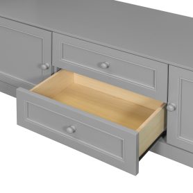 Twin Size Wooden Murphy Bed with TV Stand, 2 Drawers, Shelves, and Cabinets