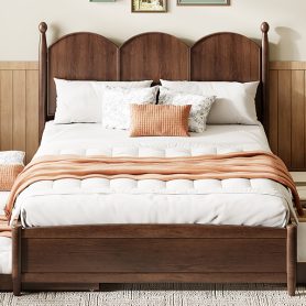 Queen Size Platform Bed With with 2 Big Drawers, Twin XL Size Trundle