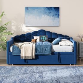 Upholstered Twin Size Daybed with Pop Up Trundle