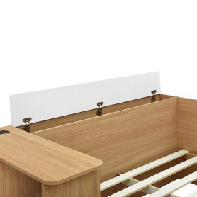 Full Size Wooden Platform Bed With 6 Drawers, Shelves And Dressing Table