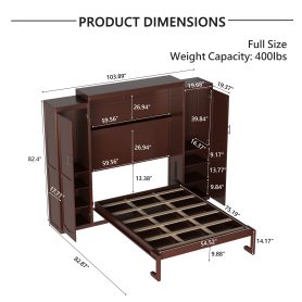 Wooden Full Wall Bed With 2 Wardrobe And Storage Shelf