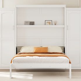 Full Size Murphy Bed with 2 Wardrobe and Storage Shelf
