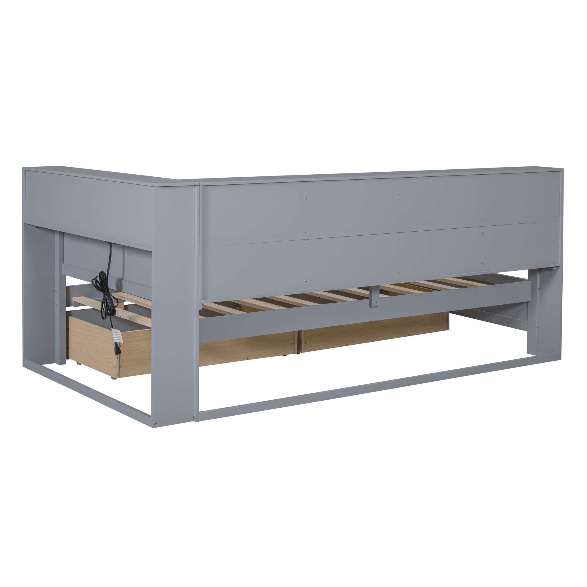 Wooden Twin Size Daybed With 2 Drawers, Storage Shelf And USB Charging Port 11 Wooden Twin Size Daybed With 2 Drawers, Storage Shelf And USB Charging Port