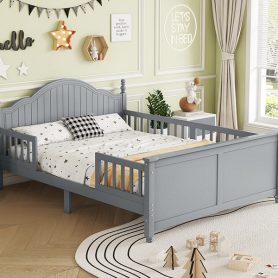 Wood Full Platform Bed with Headboard and Footboard