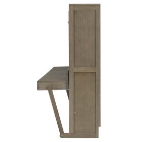 Queen Size Murphy Bed with Storage, Foldable Cabinet Bed with Vanity Desk, Center Mirror & 2 Side Drawers