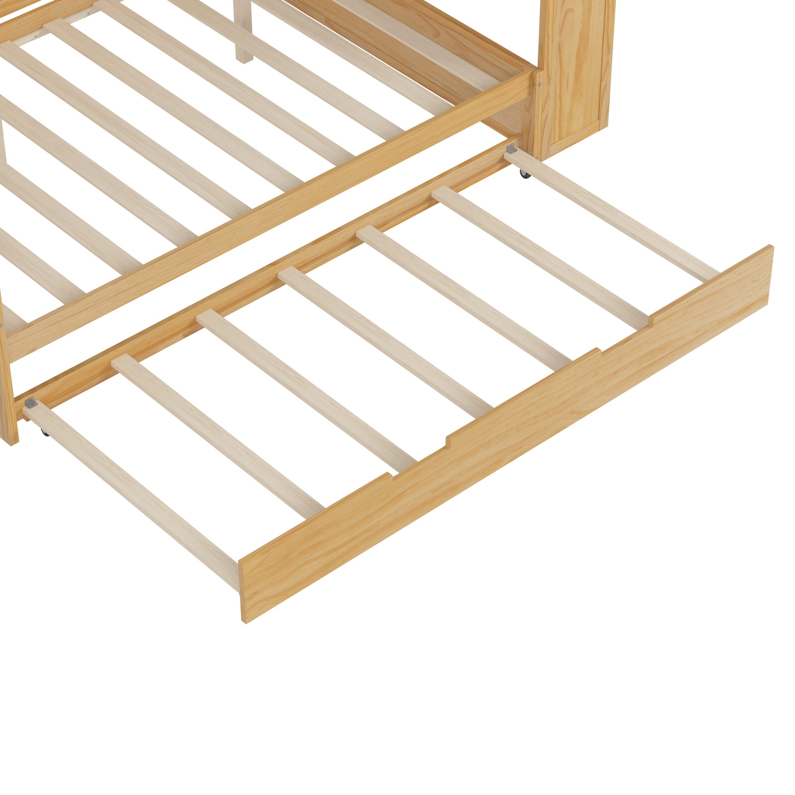 Wooden Full Size Daybed With Storage Shelves, Trundle Bed And Study Desk 11 Wooden Full Size Daybed With Storage Shelves, Trundle Bed And Study Desk