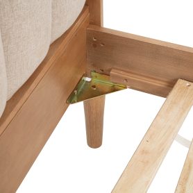 Queen Size Wood Bed with Piano Key Style Upholstered Headboard 27 Queen Size Wood Bed with Piano Key Style Upholstered Headboard