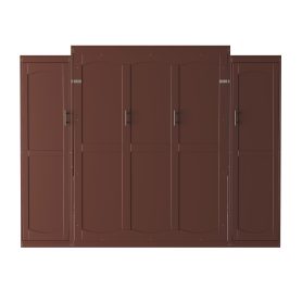 Wooden Full Wall Bed With 2 Wardrobe And Storage Shelf