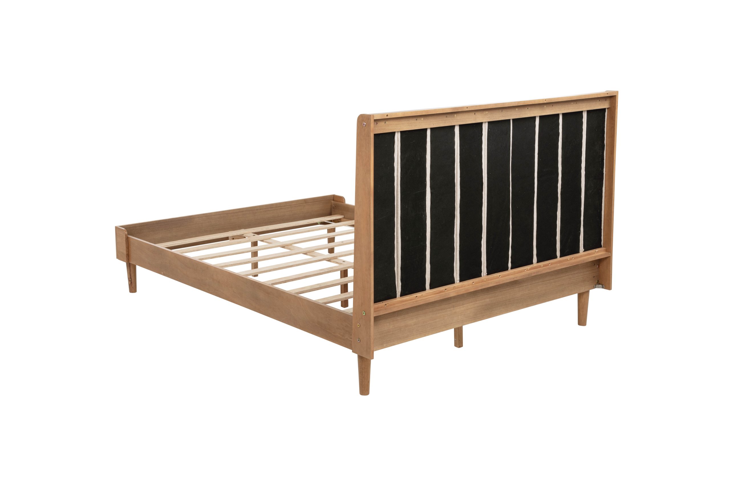 Queen Size Wood Bed with Piano Key Style Upholstered Headboard 24 Queen Size Wood Bed with Piano Key Style Upholstered Headboard