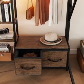 Full Size Loft Bed with Desk and Light, Metal Loft Bed with Storage Shelves - Image 4