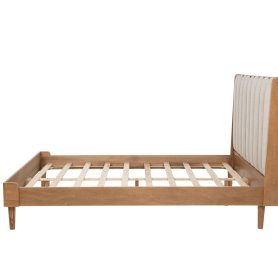 Queen Size Wood Bed with Piano Key Style Upholstered Headboard 36 Queen Size Wood Bed with Piano Key Style Upholstered Headboard