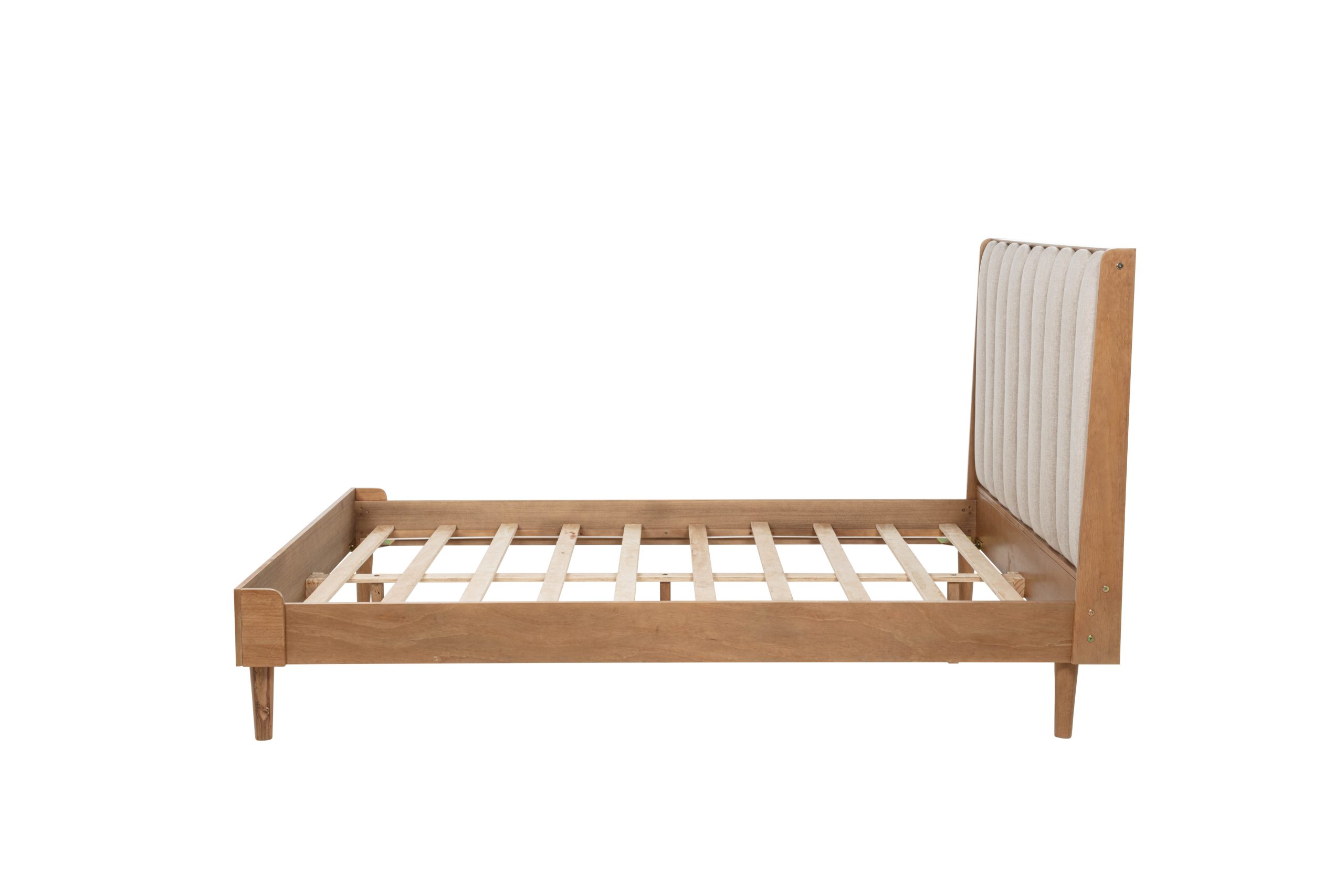 Queen Size Wood Bed with Piano Key Style Upholstered Headboard 15 Queen Size Wood Bed with Piano Key Style Upholstered Headboard