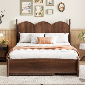 Queen Size Platform Bed With with 2 Big Drawers, Twin XL Size Trundle