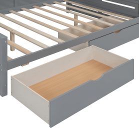 Full Size Wooden Daybed With 2 Drawers, and All-in-One Cabinet and Shelf