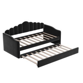 Twin Size Upholstered Daybed With Trundle , USB Charging Ports