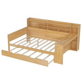 Wooden Full Size Daybed With Storage Shelves, Trundle Bed And Study Desk 24 Wooden Full Size Daybed With Storage Shelves, Trundle Bed And Study Desk