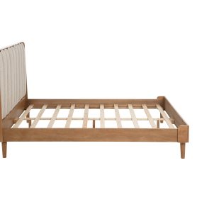 Queen Size Wood Bed with Piano Key Style Upholstered Headboard 44 Queen Size Wood Bed with Piano Key Style Upholstered Headboard