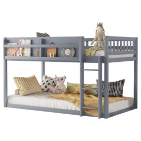 Low Solid Wood Twin Over Twin Bunk Bed With Ladder