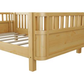 Twin Size Wood Low Profile Full Bed With Rails
