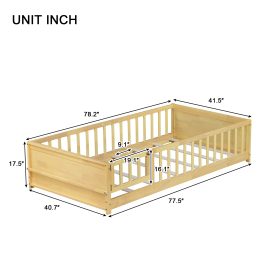 Twin Size Floor Bed with Built-in Book Rack and Door