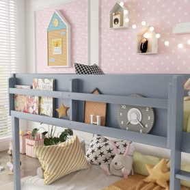 Low Solid Wood Twin Over Twin Bunk Bed With Ladder