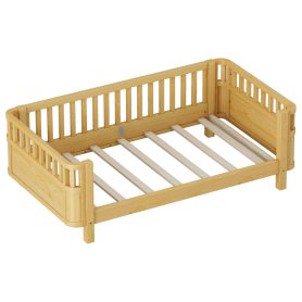 Twin Size Wood Low Profile Full Bed With Rails