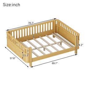 Full Size Wood Low Profile Full Bed With Rails