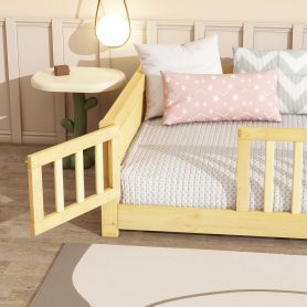 Twin Size Floor Bed with Built-in Book Rack and Door