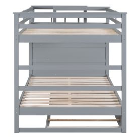 Full Over Full Bunk Bed with Twin Size Trundle and Staircase