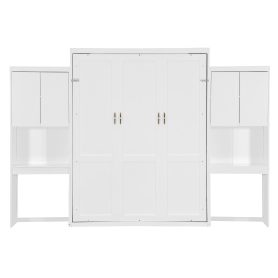 Queen Size Murphy Bed with Desk, Vanity and Cabinets